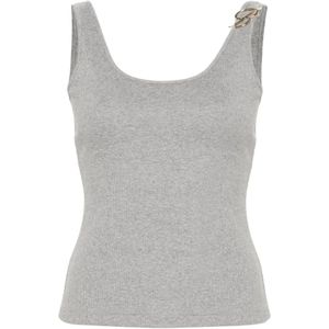 Blumarine, Sleeveless Tops Grijs, Dames, Maat:M