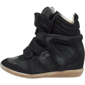 Isabel Marant Pre-owned, Pre-owned, Dames, Zwart, 39 EU, Suède, Pre-owned Leather sneakers