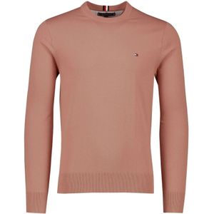 Tommy Hilfiger, Sweatshirts & Hoodies, Heren, Roze, L, Katoen, Roze Sweater Ronde Hals Katoen Polyester