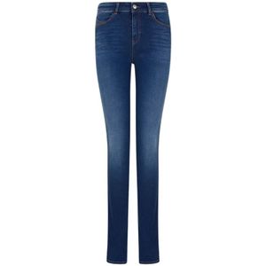 Emporio Armani, Hoge Taille Skinny Leg Denim Jeans Blauw, Dames, Maat:W30
