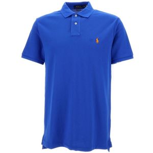 Polo Ralph Lauren, Tops, Heren, Blauw, M, Katoen, Geborduurde Logo Polo T-shirts