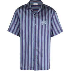 Etro, Overhemden, Heren, Blauw, M, Short Sleeve Shirts