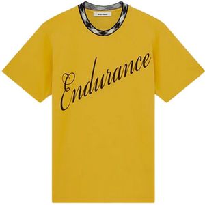 Wales Bonner, Endurance T-Shirt Geel, Heren, Maat:L