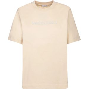 Burberry, Tops, Dames, Beige, L, Katoen, Elegante Beige Katoenen T-shirt