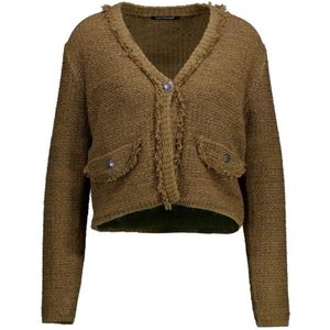 Luisa Cerano, Truien, Dames, Bruin, S, Bruine Bouclé Stijl Vest met Lurex