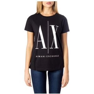 Armani Exchange, Tops, Dames, Zwart, M, Bedrukt Dames T-shirt