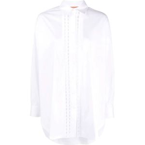 Ermanno Scervino, Geborduurd Katoenen Overhemd met Geperforeerde Details Wit, Dames, Maat:M