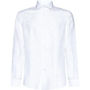 Brunello Cucinelli, Overhemden, Heren, Wit, M, Katoen, Witte Katoen-Linnen Overhemd