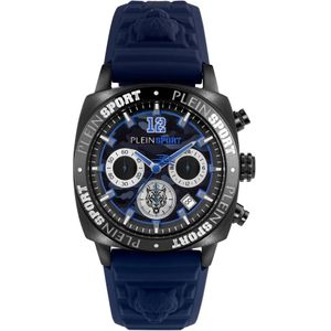Philipp Plein, Wildcat Chrono Horloge Blauwe Camo Band Blauw, Heren, Maat:ONE Size