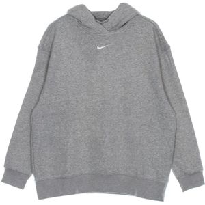 Nike, Sweatshirts & Hoodies, Dames, Grijs, L, Katoen, Essentiële Fleece Hoodie Lang Sweatshirt