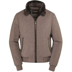 Moorer, Jassen, Heren, Beige, S, Kasjmier, Gewatteerde Cashmere Blouson met Bontkraag