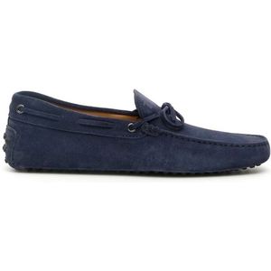 Tod's, Schoenen, Heren, Blauw, 40 EU, Leer, Suede Gommino Loafers met Veters