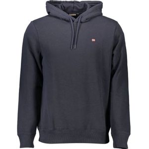 Napapijri, Sweatshirts & Hoodies, Heren, Blauw, S, Katoen, Blauwe hoodie van biologisch katoenmix