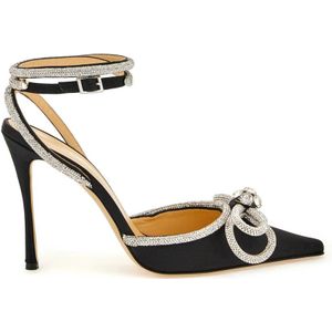 Mach & Mach, Satijnen pumps met kristallen Zwart, Dames, Maat:40 EU