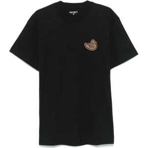 Carhartt Wip, Tops, Heren, Zwart, XL, Bruine Eenden Grafisch T-shirt