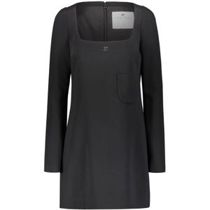 Courrèges, Lange Mouw Crepe Mini Jurk Zwart, Dames, Maat:M