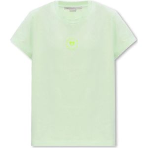 Stella McCartney, T-shirt met logo Groen, Dames, Maat:XS