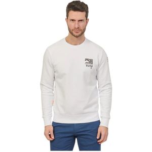Suns, Sweatshirts & Hoodies, Heren, Wit, XL, Katoen, Witte Sweater met Logo Print