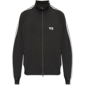 Y-3, Sweatshirts & Hoodies, Heren, Zwart, S, Wol, Sweatshirt met opstaande kraag
