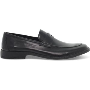 Guidi, Zwarte Leren Loafer Stile Inglese Zwart, Heren, Maat:44 EU