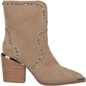 Alma EN Pena, Beige Suède Cowboylaars met 8 cm Rubberen Zool Beige, Dames, Maat:39 EU