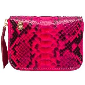 Claris Virot, Accessoires, Dames, Roze, ONE Size, Katoen, Mini BOB Python Portemonnee met Ritssluiting