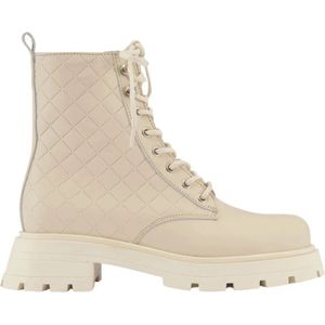 JoDis, Schoenen, Dames, Beige, 39 EU, Leer, Gewatteerde leren chunky zool laars