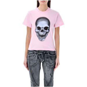Ottolinger, Tops, Dames, Roze, L, Skull Print Slim-Fit T-Shirt