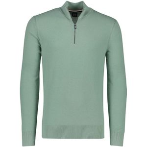 Hugo Boss, Truien, Heren, Groen, XL, Katoen, Groene Half Zip Sweater