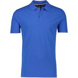 Hugo Boss, Tops, Heren, Blauw, 5Xl, Katoen, Blauwe poloshirt met korte mouwen