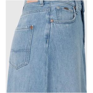 Pepe Jeans, Blauwe Denim Maxi Rok met Voorsplit Blauw, Dames, Maat:M