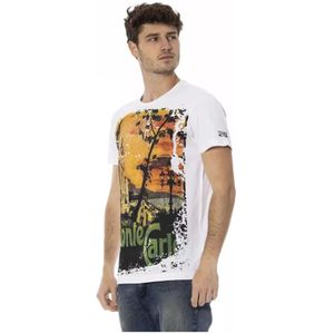 Trussardi, Tops, Heren, Wit, M, Katoen, Grafische Print T-Shirt voor Heren