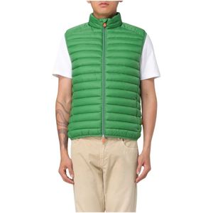 Save The Duck, Jassen, Heren, Groen, S, Stijlvolle Puffer Vest voor Mannen