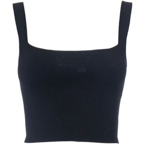 Max Mara Weekend, Tops, Dames, Zwart, L, Polyester, Zacht Viscose Crop Top