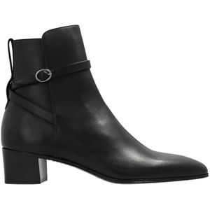 Saint Laurent, Schoenen, Heren, Zwart, 43 EU, Leer, ‘Terry’ leren enkellaarzen