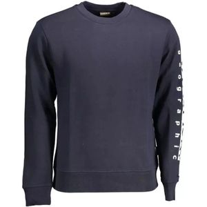 Napapijri, Sweatshirts & Hoodies, Heren, Blauw, S, Katoen, Blauw Logo Sweatshirt Stijlvol Comfort