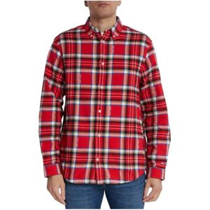 Tommy Hilfiger, Overhemden, Heren, Veelkleurig, XL, Rood geruite overhemd met lange mouwen voor heren