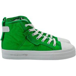 Kennel & Schmenger, Schoenen, Dames, Groen, 38 EU, Leer, Groen en witte hoge sneaker