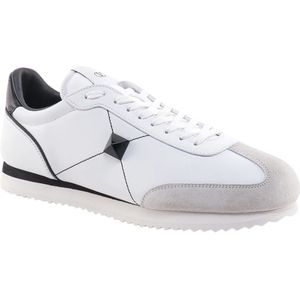 Valentino Garavani, Schoenen, Heren, Wit, 41 EU, Suède, Studded Leren Sneakers