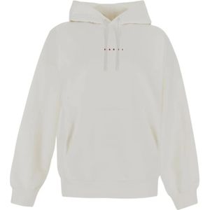 Marni, Katoenen Hoodie, Klassiek Model Wit, Heren, Maat:XL