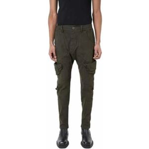 La Haine Inside Us, Broeken, Heren, Groen, XL, Katoen, Khaki Stretch Katoenen Cargo Broek Lm 192