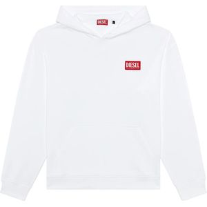 Diesel, Oversized Hoodie met Logo Patch Wit, Heren, Maat:M