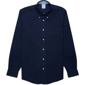 Brooks Brothers, Regent Regelijke FIT Nionurs Sport Overhemd, Oxford Stretch, knoop-down kraag Blauw, Heren, Maat:S