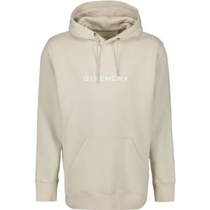 Givenchy, Sweatshirts & Hoodies, Heren, Beige, S, Katoen, Logo Hoodie Sweatshirt