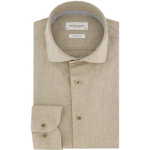 Profuomo, Overhemden, Heren, Beige, 4Xl, Katoen, Beige Business Overhemd Slim Fit