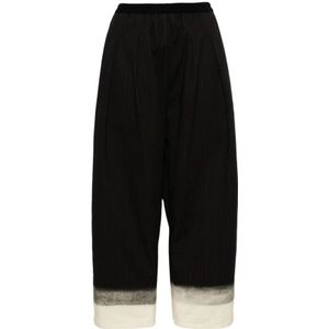 Maison Margiela, Broeken, Heren, Zwart, M, Wol, Pinstripe Trompe L'oeil Wollen Broek