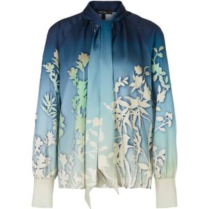 Marc Cain, Blouses & Shirts, Dames, Veelkleurig, M, Polyester, Bloemen Gradiënt Blouse met Strik