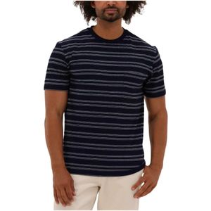 Anerkjendt, Tops, Heren, Blauw, S, Heren Polo & T-shirts Curve Stripe Tee