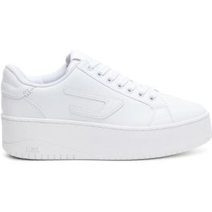 Diesel, Leren platform sneakers Wit, unisex, Maat:44 EU