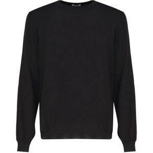 Malo, Sweatshirts & Hoodies, Heren, Zwart, 4Xl, Kasjmier, Cashmere Silk Crew Neck Sweater